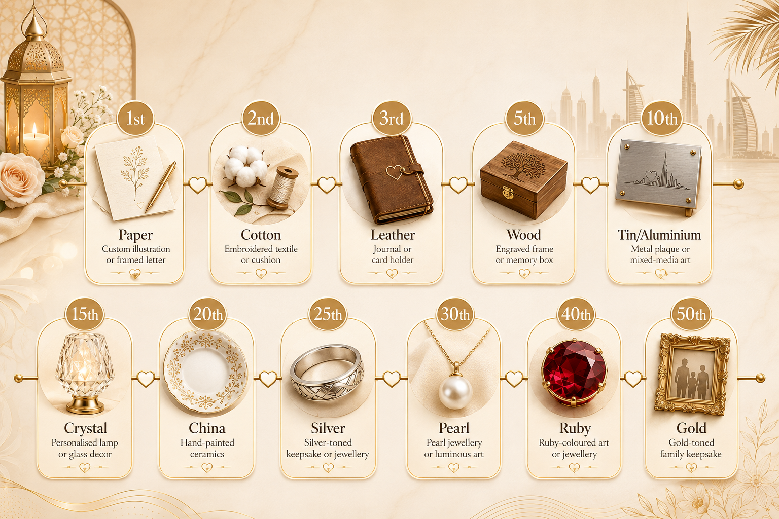 Anniversary Gifts in the UAE: By Year, Budget & Recipient Anniversary gifts by year