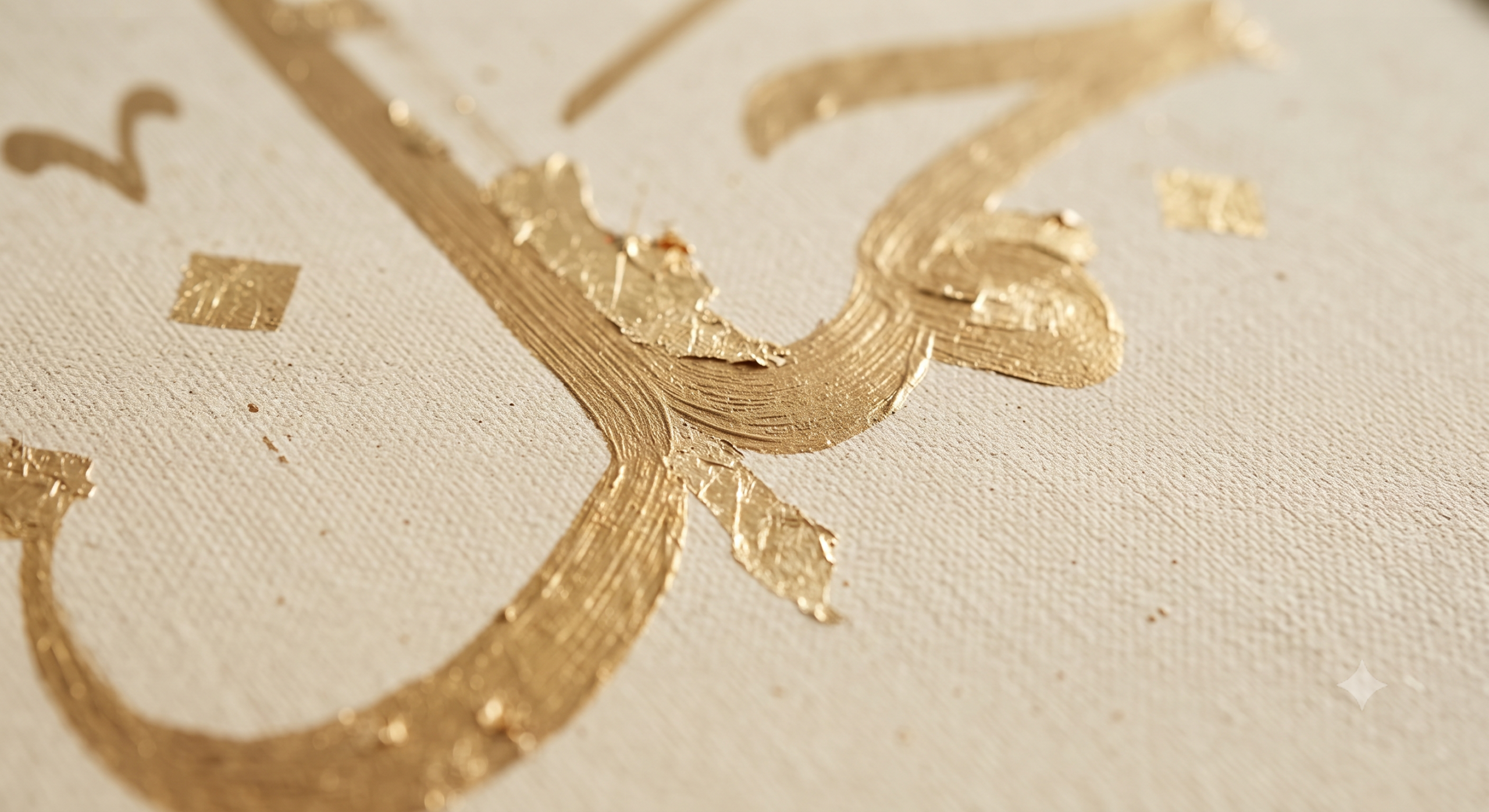Arabic Calligraphy Wall Art in the UAE: How to Choose Handmade Canvas Art for Modern Homes closeup gold calligraphy